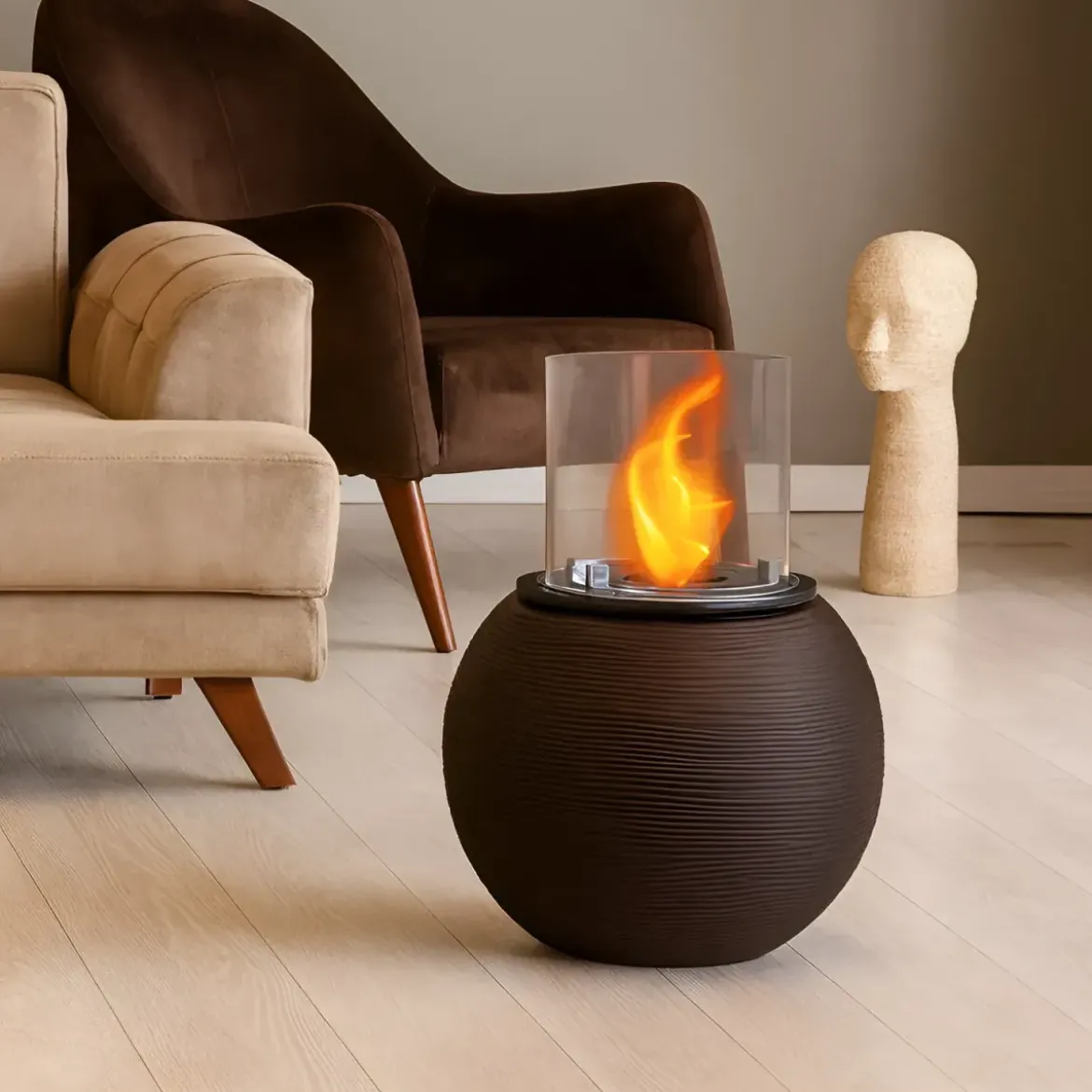 Camino Bioetanolo 1,5L Marrone Ø40 da Terra Fiamma Reale Portatile