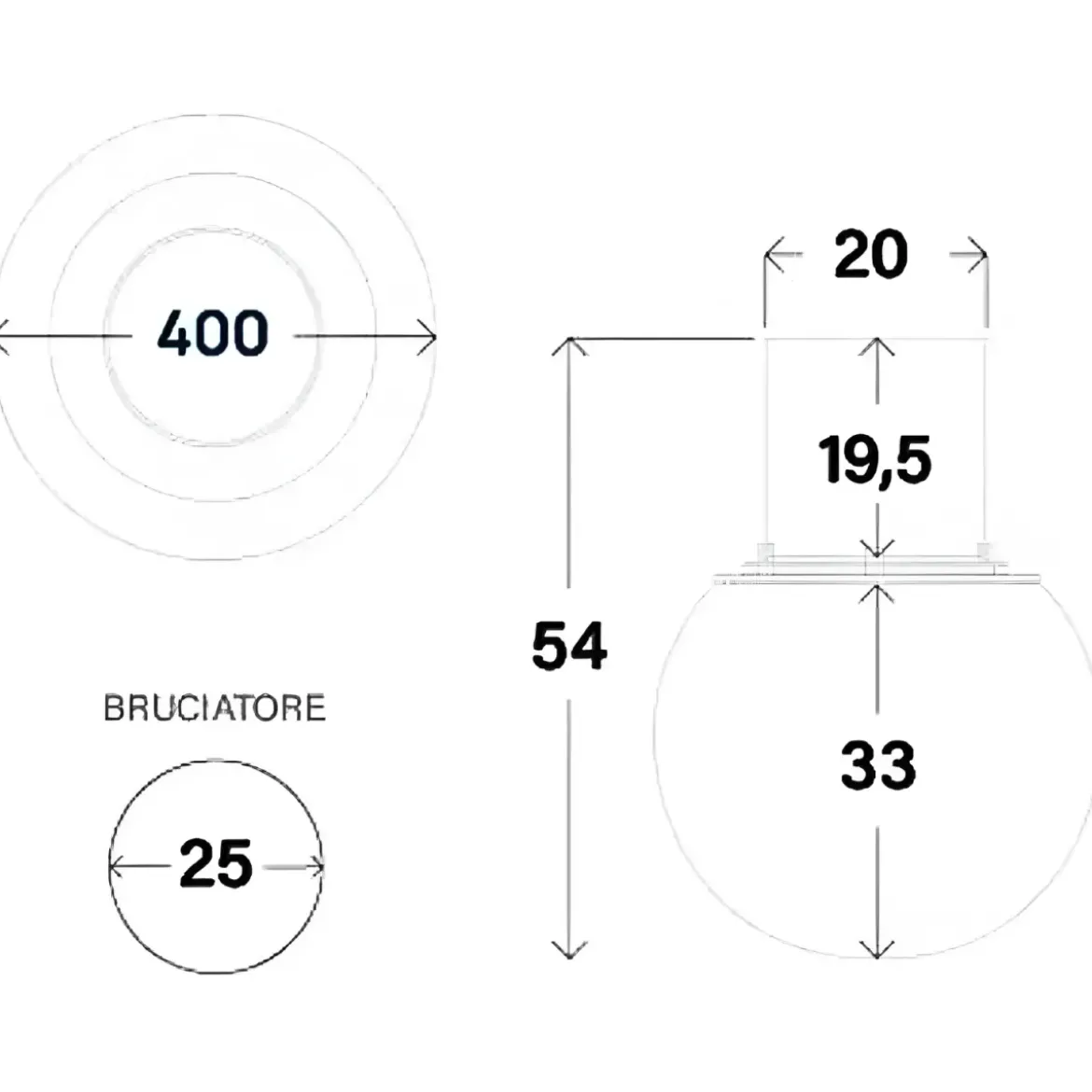 Camino Bioetanolo 1,5L Marrone Ø40 da Terra Fiamma Reale Portatile