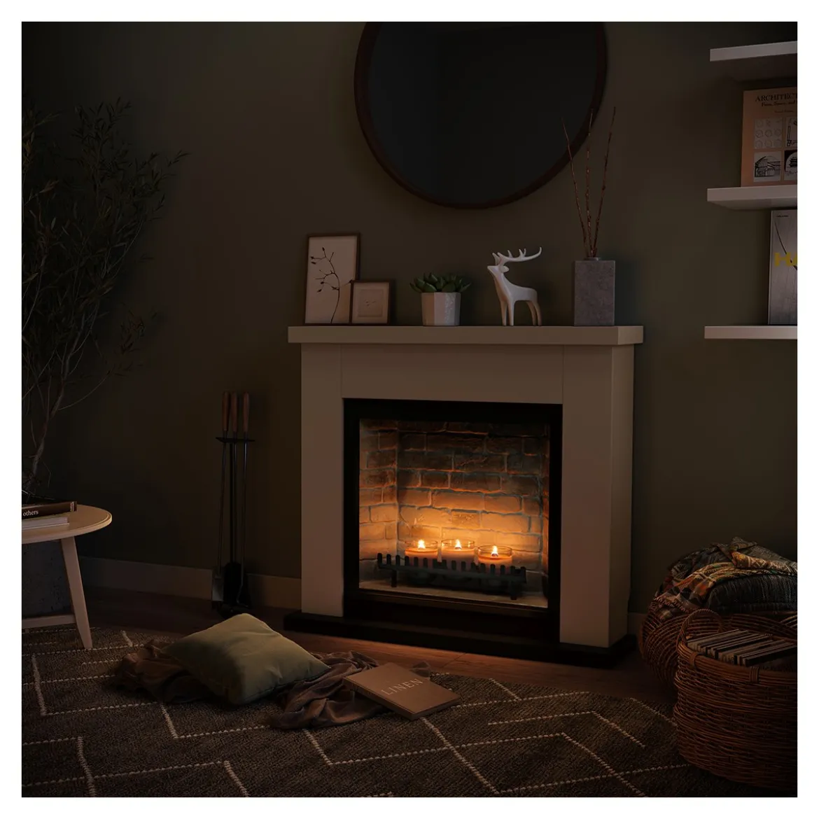 Camino da Arredo a Candele TAGU ZenFlame Frode Beige