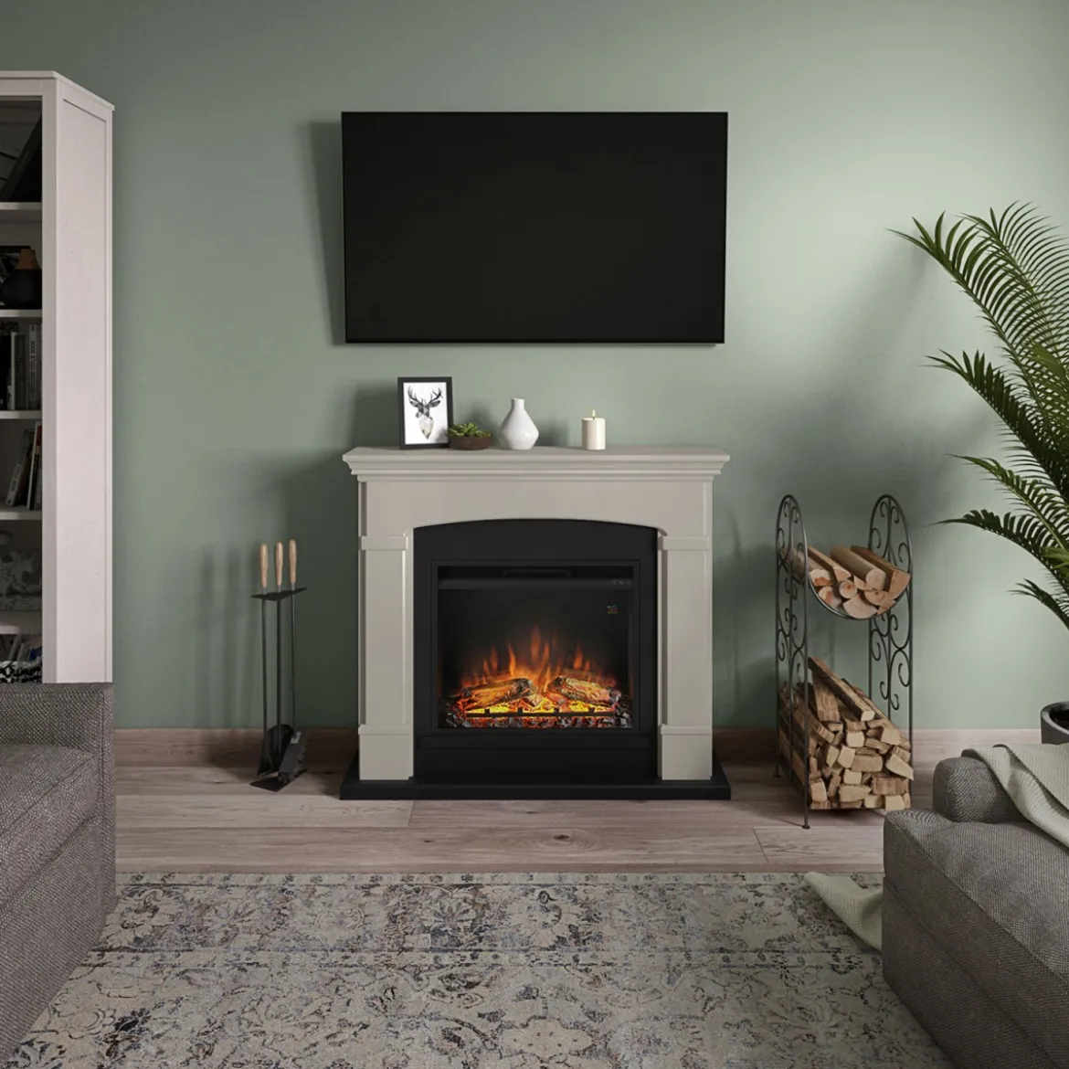 Camino Elettrico Basso Consumo Tagu Helmi da Pavimento Fuoco Finto 1500w