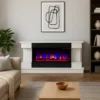 Camino Elettrico Bianco 1500W Riscaldante con Fiamma 3D e Termostato