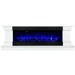 Camino Elettrico Bianco 1500W 181x43x60 con Fiamma 3D e Termostato