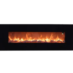 Camino Elettrico 150cm da Parete con Led Fiamma Finta Potenza Regolabile