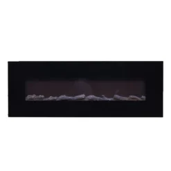 Camino Elettrico 150cm da Parete con Led Fiamma Finta Potenza Regolabile