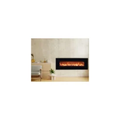 Camino Elettrico 150cm da Parete con Led Fiamma Finta Potenza Regolabile