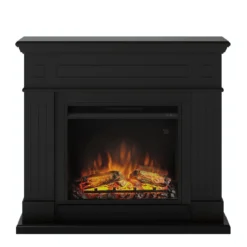 Camino Elettrico con Cornice in Legno Nero Tagu Larsen 1500w e Telecomando