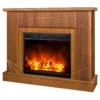 Camino Elettrico con Mantello Legno Noce 1500W Fiamma LED 3 Colori