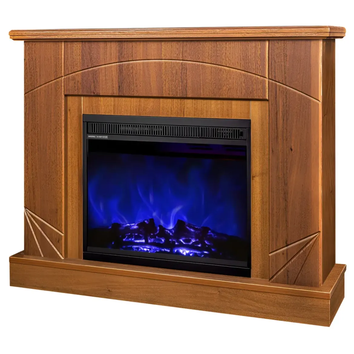 Camino Elettrico con Mantello Legno Noce 1500W Fiamma LED 3 Colori