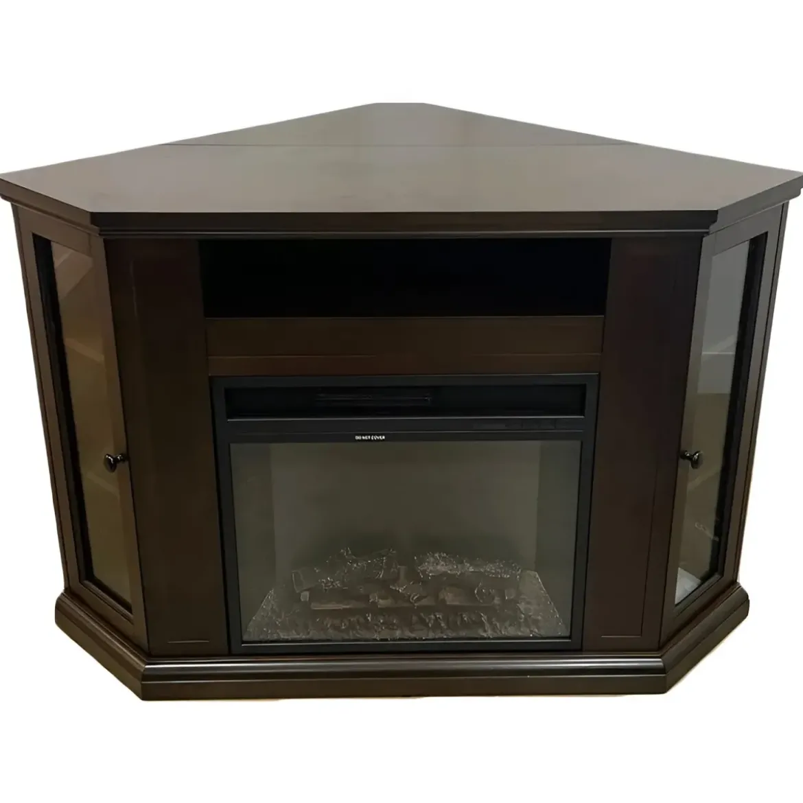 Camino Elettrico con Mobile Angolare 1800W da Appoggio in Legno Noce