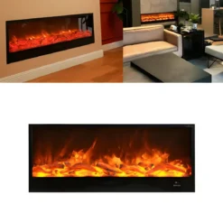 Camino Elettrico da Incasso 150 cm Effetto Fiamma a Led 750 1500 Watt