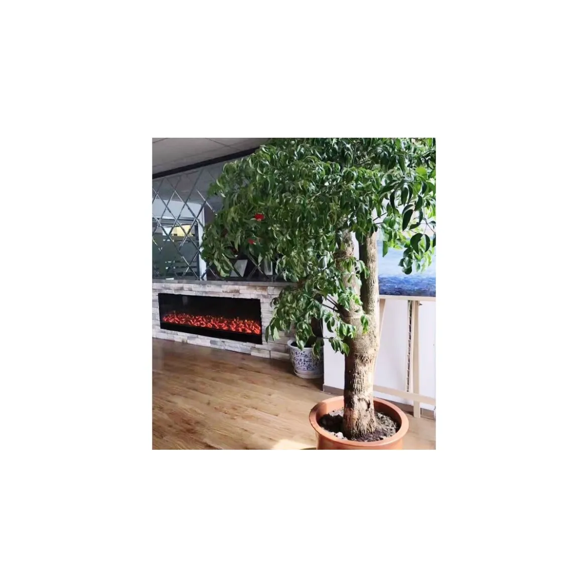 Camino Elettrico da Incasso o Appoggio Lungo 180 cm con Telecomando Led