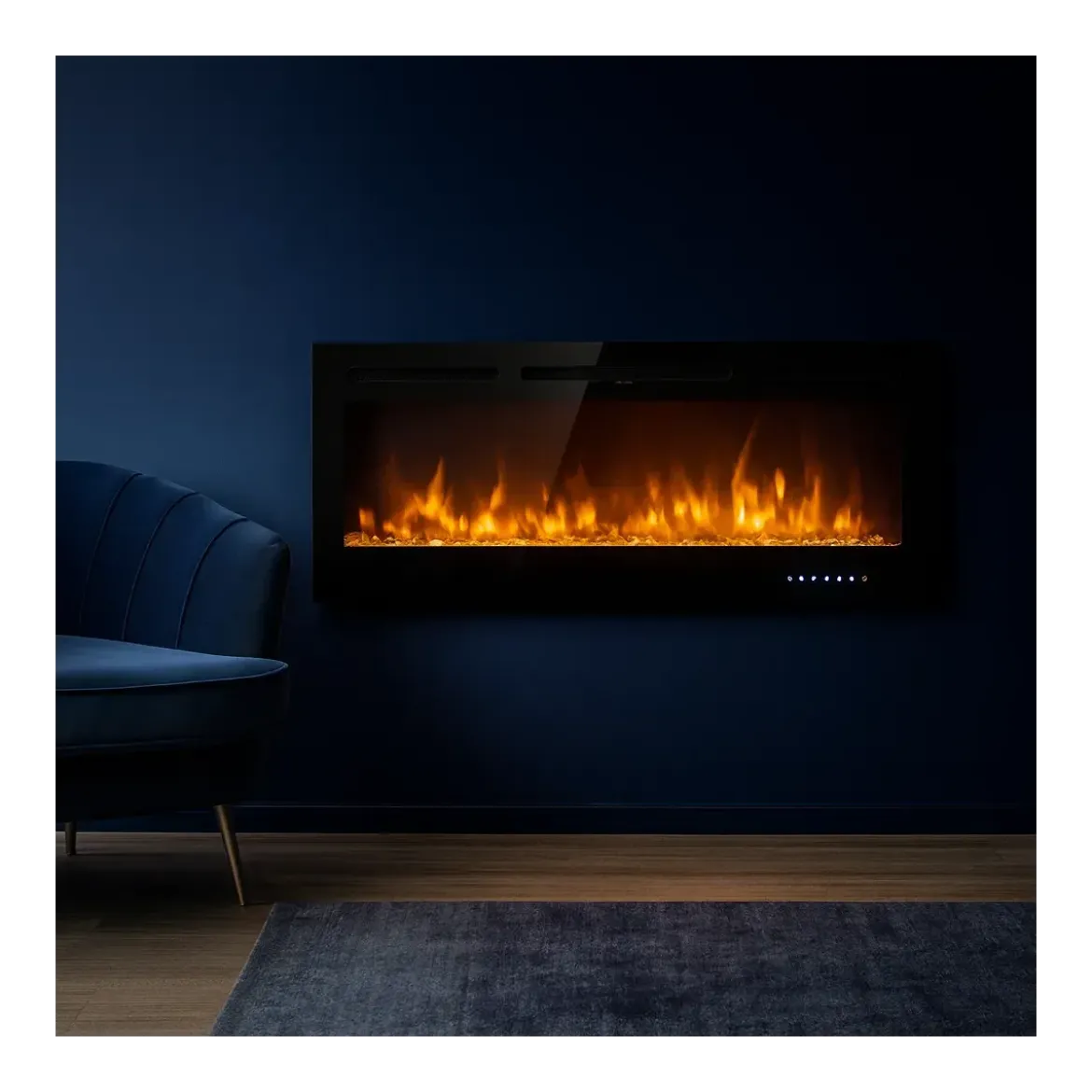 Camino Elettrico da Parete 1500 W Vetro Temperato LED Multicolore