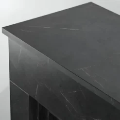 Camino Elettrico da Pavimento 1800W in Legno Effetto Marmo Nero