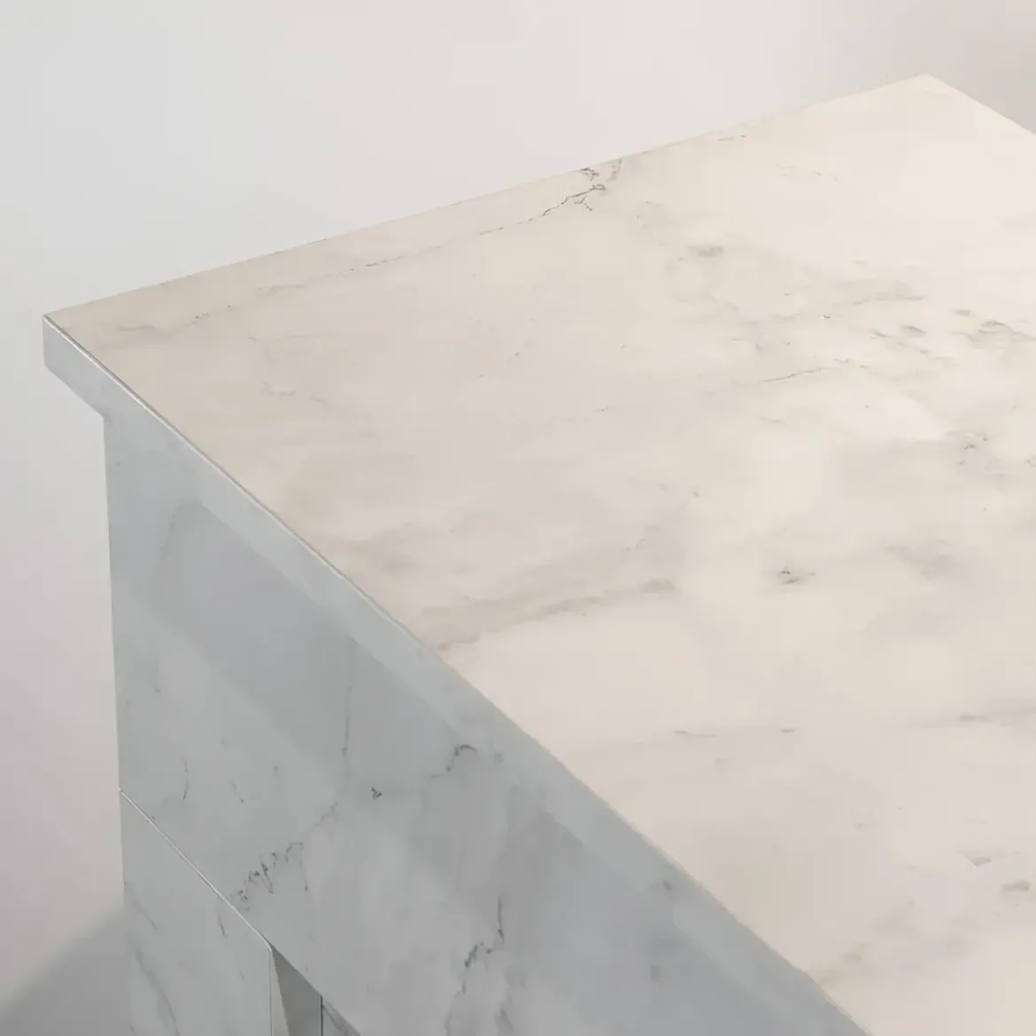 Camino Elettrico da Pavimento 1800W in Legno Effetto Marmo Bianco