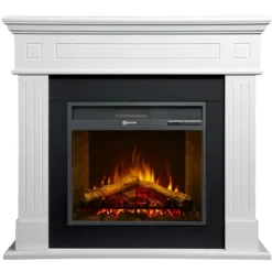 Camino Elettrico da Pavimento 1800W Legno MDF Bianco per Soggiorno