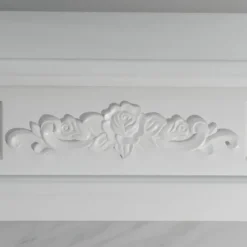Camino Elettrico da Pavimento Effetto Marmo Bianco 1800W Telecomando