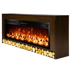 Camino Elettrico da Terra 1500W con Fiamma Regolabile Classico Scuro