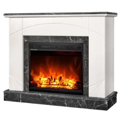 Camino Elettrico da Terra 1500W Effetto Marmo Effetto Fiamma Riscaldamento
