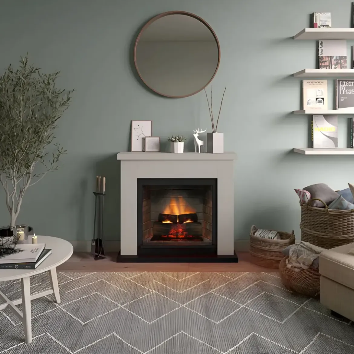 Camino Elettrico Tagu Frode PowerFlame2 Beige 1600W