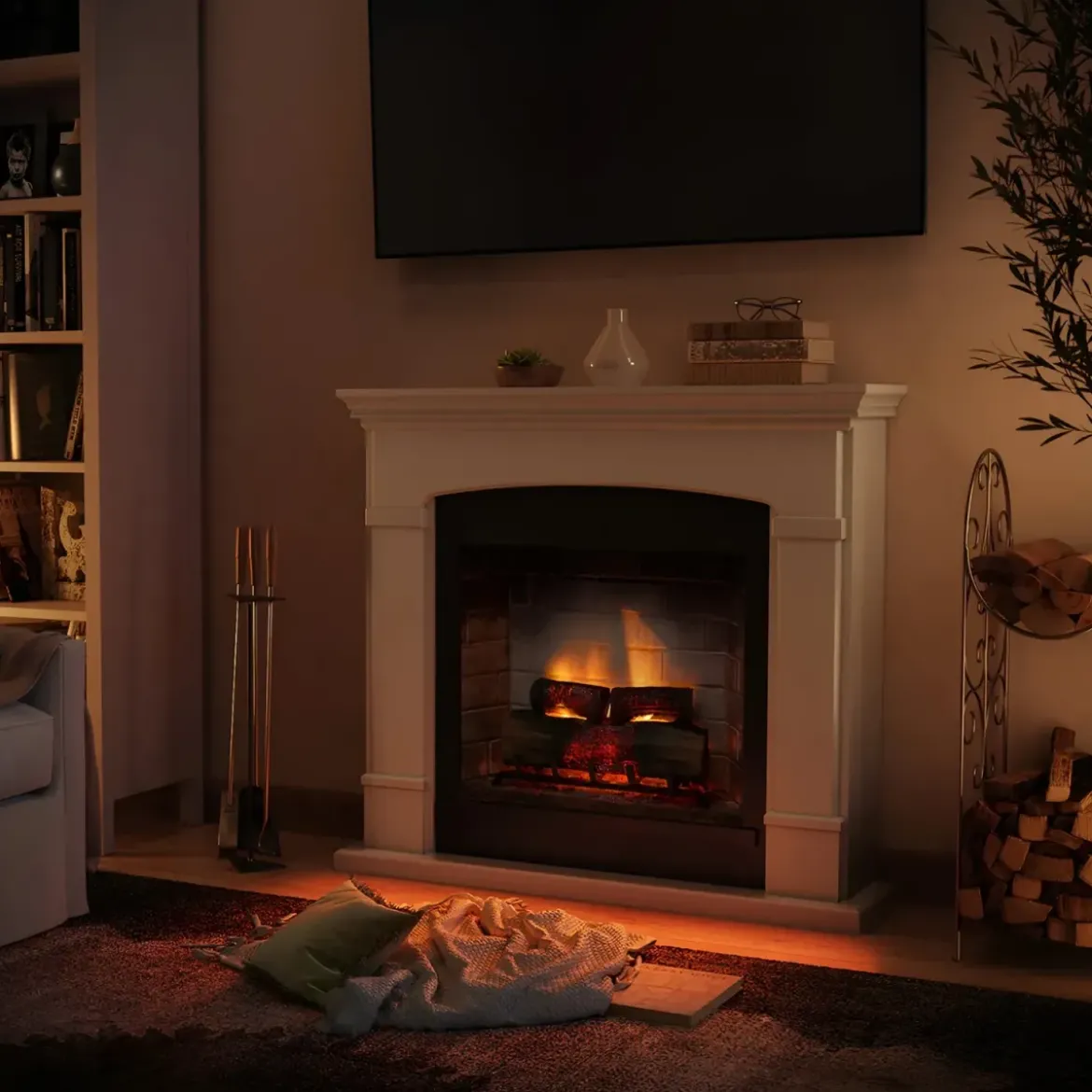 Camino Elettrico Tagu Helmi PowerFlame2 Beige 16000w