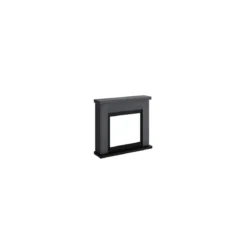Camino Elettrico Ventilato con Cornice in Legno Grigio Fiamma Finta a Led