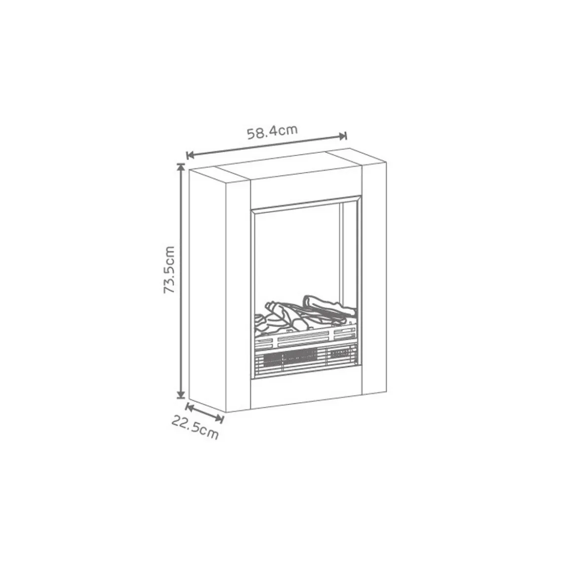 Camino Elettrico 1500 W con Cornice in Legno Stufa Fuoco Finto a Led Telecomando
