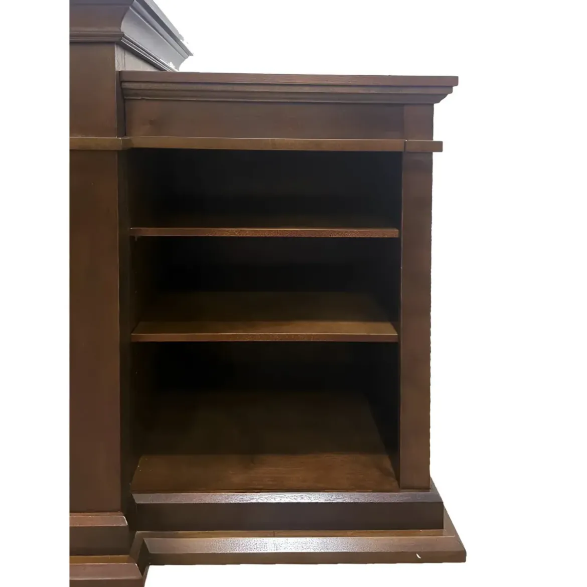 Camino Elettrico 1800W con Mobile Ripiani da Pavimento in Legno Noce