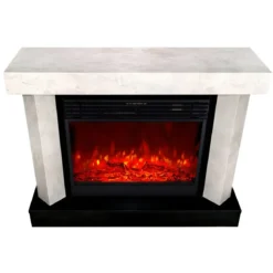 Camino Elettrico 1950W da Appoggio Effetto Fiamma Suono Legna Beige