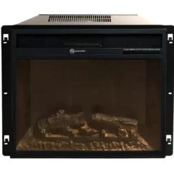 Camino Elettrico 1800W da Pavimento Fiamma Regolabile Legno Bianco