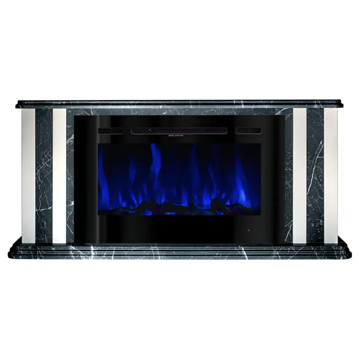 Camino Elettrico 1500W Effetto Marmo Decorativo da Soggiorno Grigio