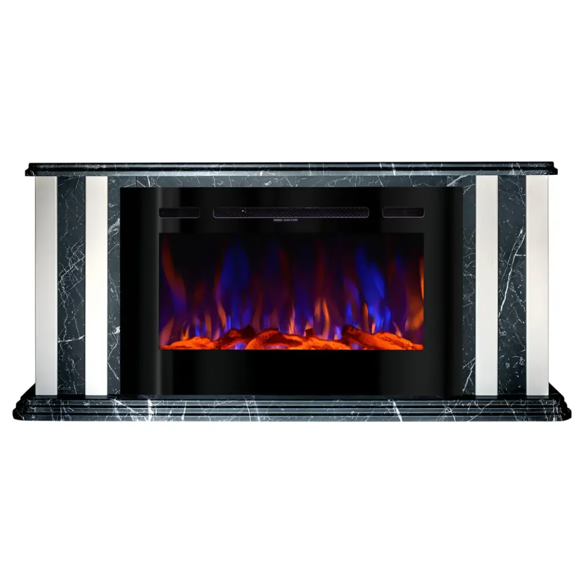 Camino Elettrico 1500W Effetto Marmo Decorativo da Soggiorno Grigio