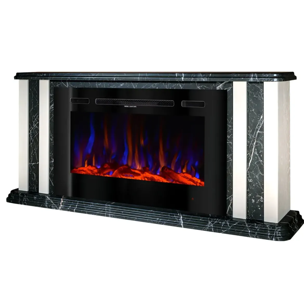 Camino Elettrico 1500W Effetto Marmo Decorativo da Soggiorno Grigio