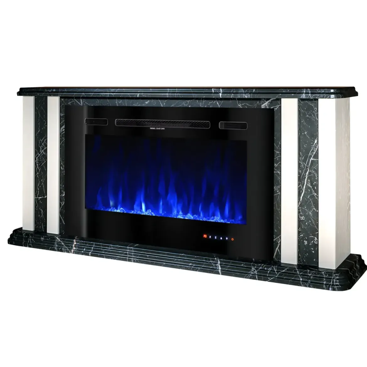 Camino Elettrico 1500W Effetto Marmo Decorativo da Soggiorno Grigio