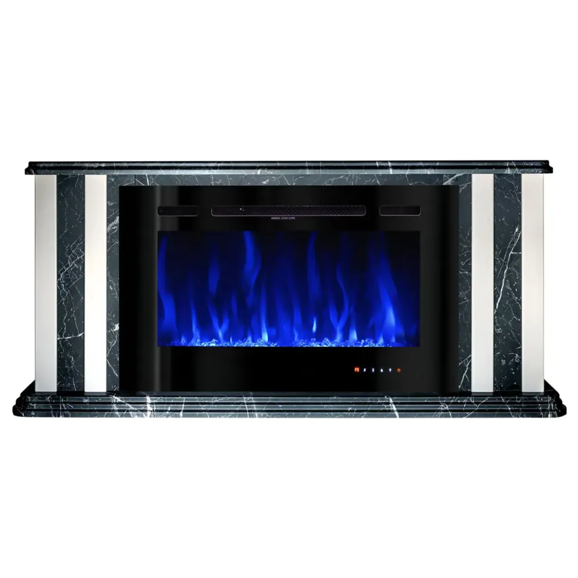 Camino Elettrico 1500W Effetto Marmo Decorativo da Soggiorno Grigio
