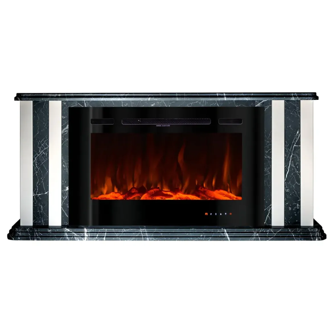 Camino Elettrico 1500W Effetto Marmo Decorativo da Soggiorno Grigio