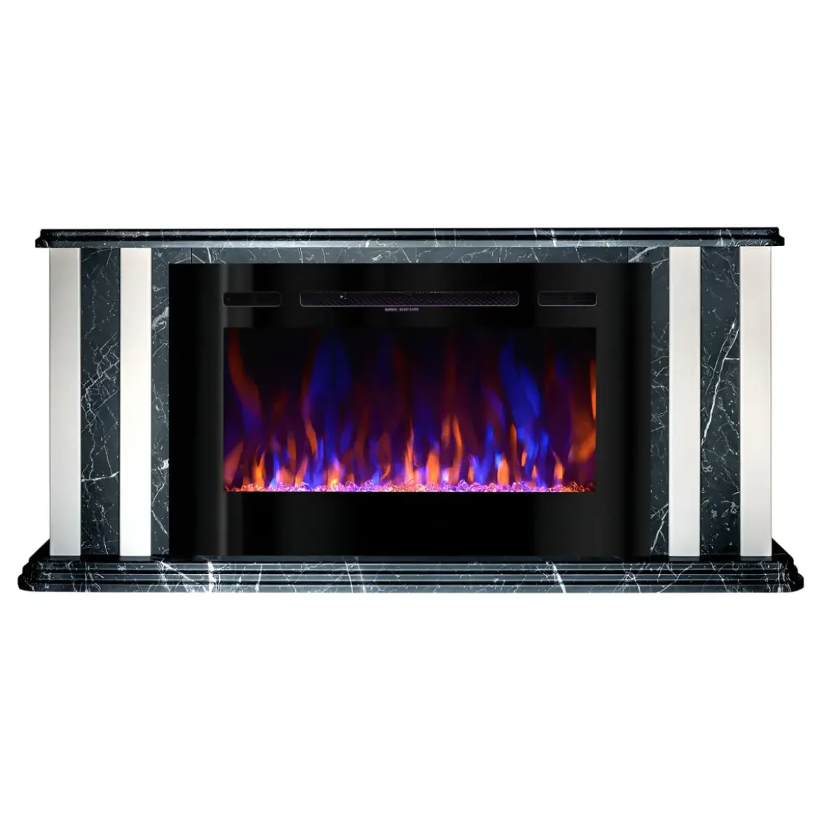 Camino Elettrico 1500W Effetto Marmo Decorativo da Soggiorno Grigio