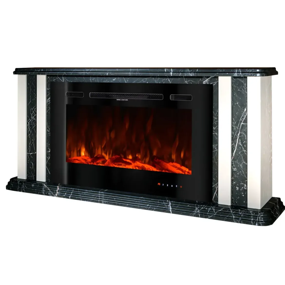 Camino Elettrico 1500W Effetto Marmo Decorativo da Soggiorno Grigio
