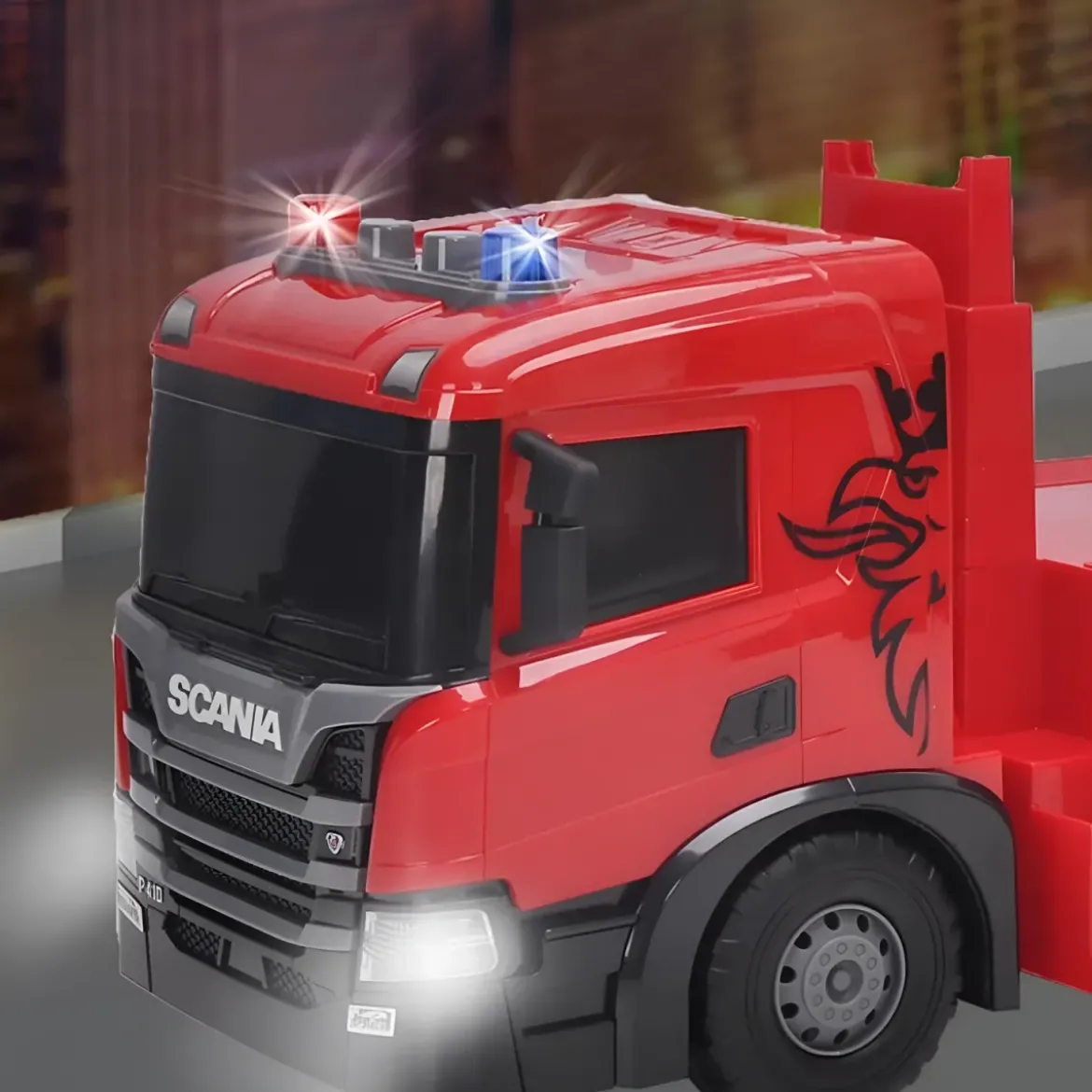Camion dei Pompieri a Frizione Giocattolo Scania con Luci Suoni Rosso