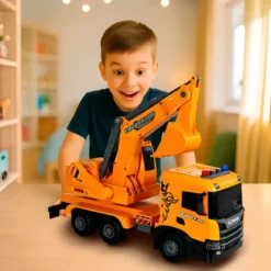 Camion Escavatore Giocattolo Scania Luci e Suoni con Braccio Mobile