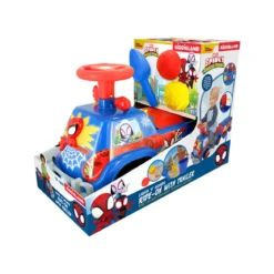 Camion per Bambini Cavalcabile Blu con Rimorchio Luci Suoni e Volante