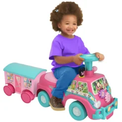 Camion per Bambini Cavalcabile Rosa con Rimorchio Suoni e Luci