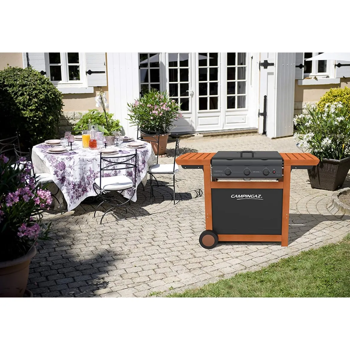 Campingaz Barbecue Dual Gas 14 Kw Metano GPL 3 Bruciatori Griglia Piastra Ghisa