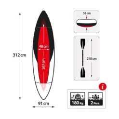 Canoa Gonfiabile 2 posti 180 kg 2 Remi da Campeggio Intex Pesca Accessori Mare