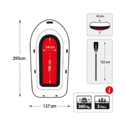 Canotto Intex 3 Persone 295x137 Gommone Tender Gonfiabile Pesca Remi Pompa Mare