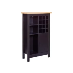 Cantinetta Credenza nera in rovere Porta Bottiglie 76,8x33x124,4 cm