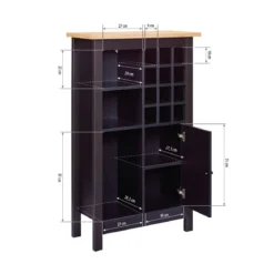 Cantinetta Credenza nera in rovere Porta Bottiglie 76,8x33x124,4 cm