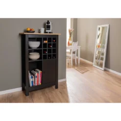 Cantinetta Credenza nera in rovere Porta Bottiglie 76,8x33x124,4 cm