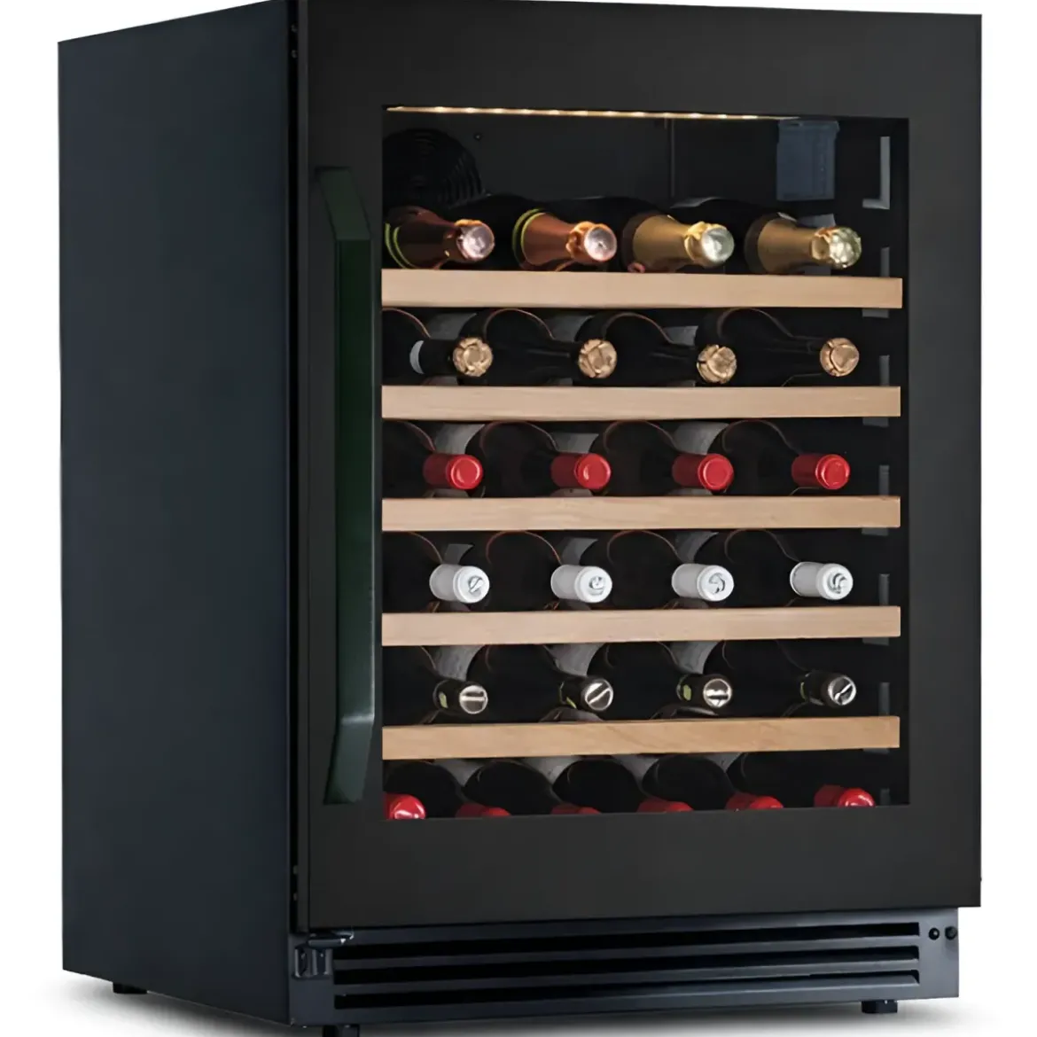 Cantinetta Vino a Incasso 52 Bottiglie Nero Ventilata Classe G Maniglia
