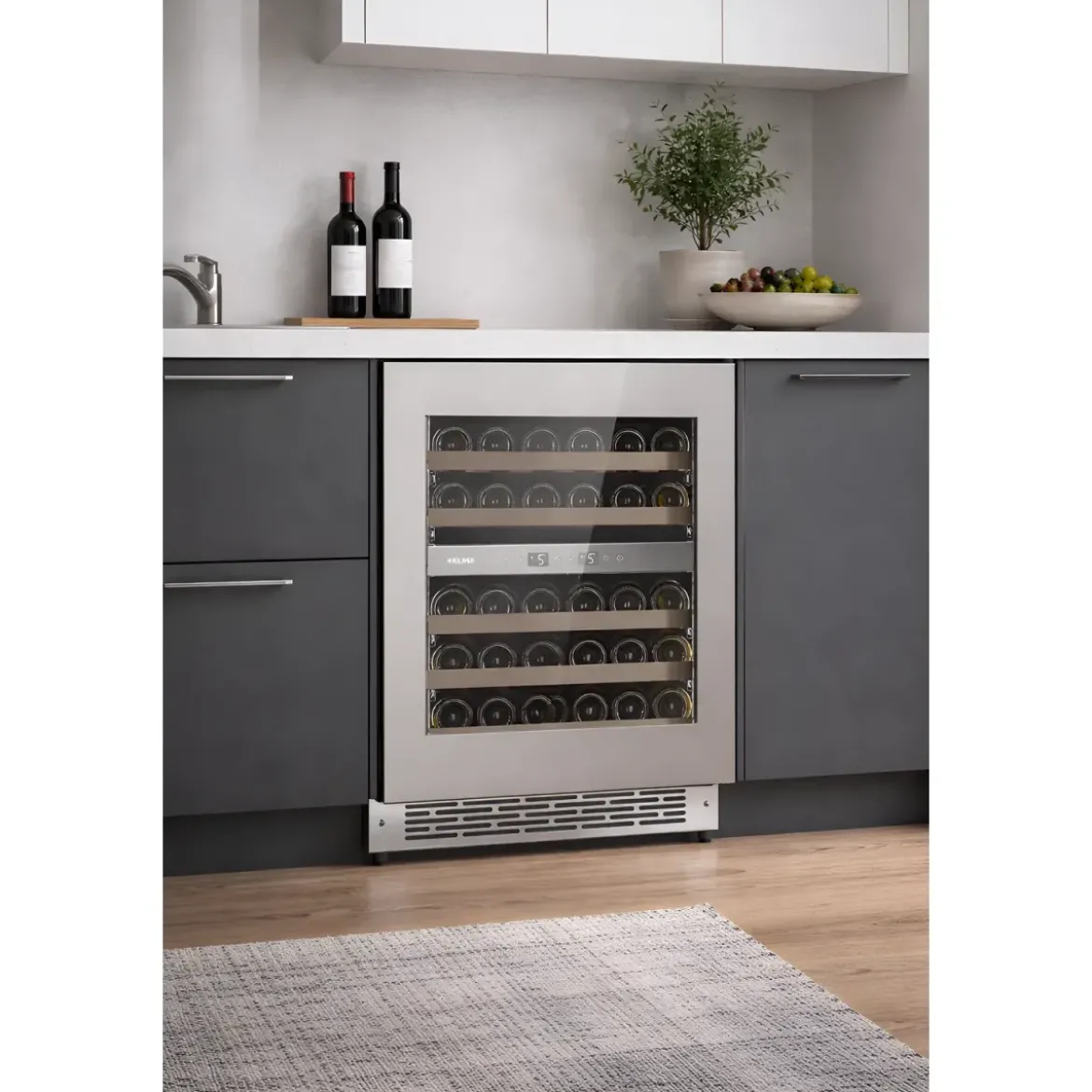 Cantinetta Vino a Incasso 36 Bottiglie Ventilata Classe F Inox LED