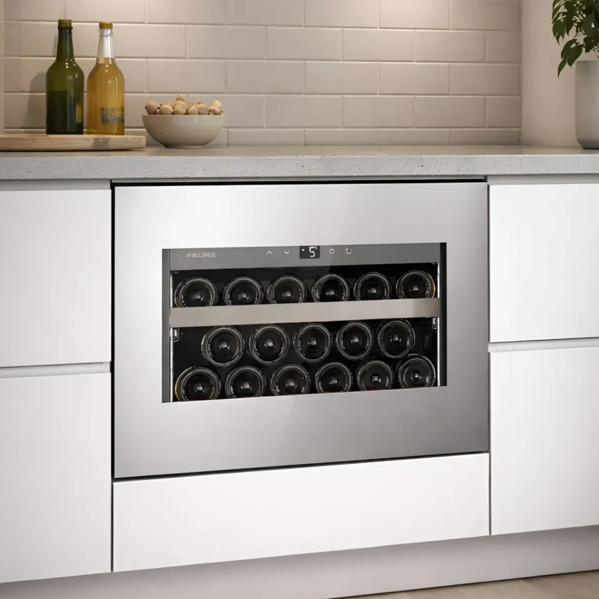 Cantinetta Vino a Incasso 17 Bottiglie Ventilata Classe F Inox LED
